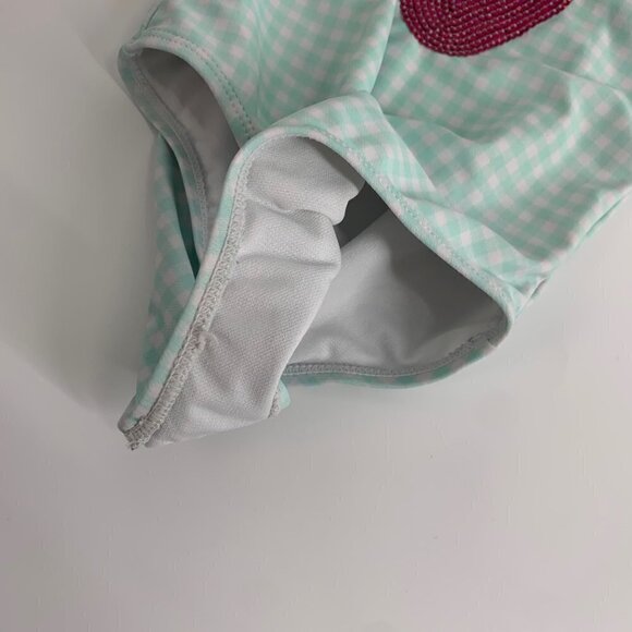 Sweet Pineapple Sequin Strawberry and Gingham One Piece Swimsuit Size 4T - Picture 3 of 10